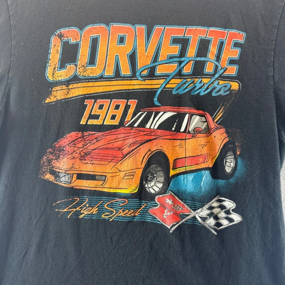 Chemistry Mens 1981 Corvette Turbo High Speed Graphic T-Shirt Black Large